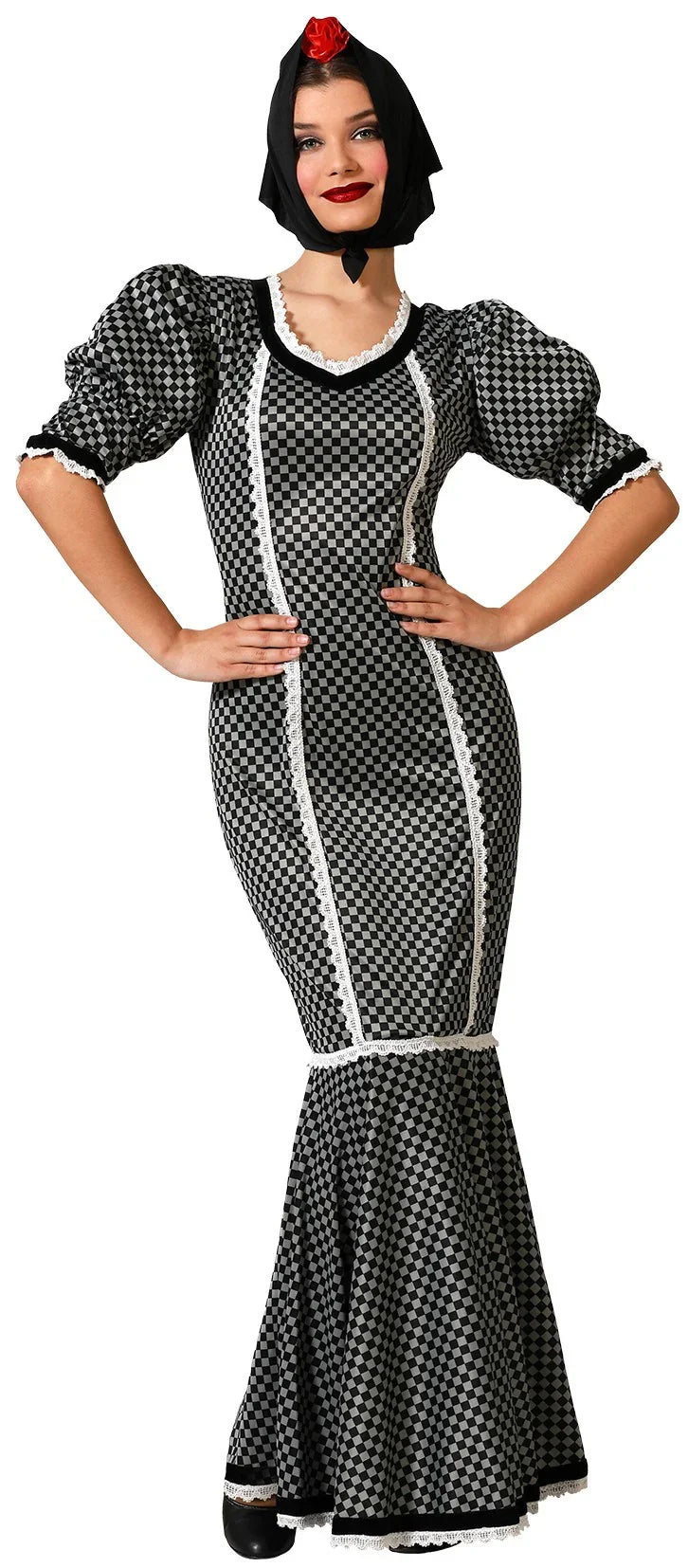 Disfraz de Chulapa Madrileña Negro para Mujer Chulapos y Chulapas Atosa